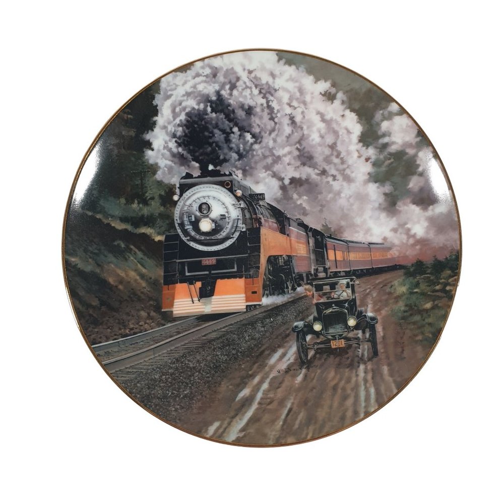 Round The Bend Collector Plate Artist J B Deneen Classic American Trains 1988